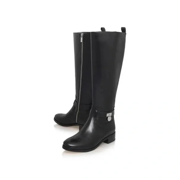 michael KORS Ryan Leather Black Riding Knee Boots - Picture 3 of 14